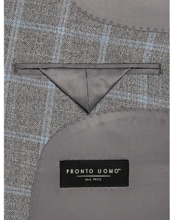 Pronto Uomo Modern Fit Notch Lapel Sport Coat, Gray Plaid -Joseph Abboud Sales MW40 16JP 64 PRONTO UOMO GRAY PLAID ALT2