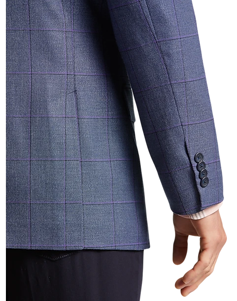 Pronto Uomo Modern Fit Notch Lapel Sport Coat, Blue Windowpane Plaid 2 Pronto Uomo Modern Fit Notch Lapel Sport Coat, Blue Windowpane Plaid - Image 2