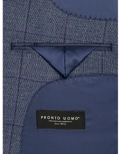 Pronto Uomo Modern Fit Notch Lapel Sport Coat, Blue Windowpane Plaid 6 Pronto Uomo Modern Fit Notch Lapel Sport Coat, Blue Windowpane Plaid -Joseph Abboud Sales MW40 16JT 67 PRONTO UOMO BLUE WINDOWPANE ALT2