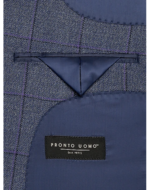 Pronto Uomo Modern Fit Notch Lapel Sport Coat, Blue Windowpane Plaid 3 Pronto Uomo Modern Fit Notch Lapel Sport Coat, Blue Windowpane Plaid - Image 3