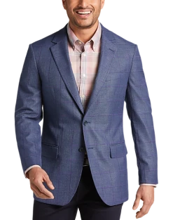 Pronto Uomo Modern Fit Notch Lapel Sport Coat, Blue Windowpane Plaid