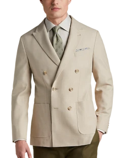 JOE Joseph Abboud Slim Fit Double Breasted Peak Lapel Sport Coat, White Tic