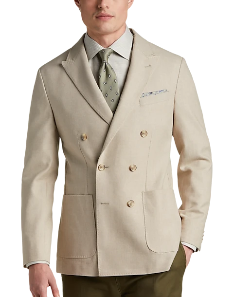 JOE Joseph Abboud Slim Fit Double Breasted Peak Lapel Sport Coat, White Tic 1 JOE Joseph Abboud Slim Fit Double Breasted Peak Lapel Sport Coat, White Tic