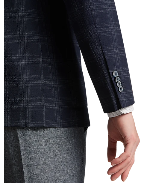 JOE Joseph Abboud Slim Fit Notch Lapel Sport Coat, Navy Plaid 2 JOE Joseph Abboud Slim Fit Notch Lapel Sport Coat, Navy Plaid - Image 2