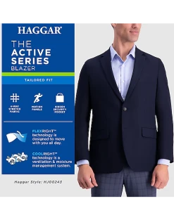 Haggar Active Series™ 4-Way Stretch Classic Fit Blazer, Navy -Joseph Abboud Sales MW40 16TA 01 HAGGAR NAVY SOLID ALT4