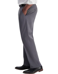 Haggar Iron-Free Premium Khaki® Classic Fit Flat-Front Pants, Charcoal -Joseph Abboud Sales MW40 230V 17 HAGGAR CHAR HEATHER ALT2 2