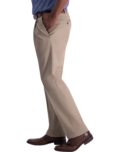 Haggar Iron-Free Premium Khaki® Classic Fit Pleated-Front Pants, Black 3 Haggar Iron-Free Premium Khaki® Classic Fit Pleated-Front Pants, Black - Image 3