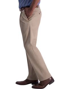 Haggar Iron-Free Premium Khaki® Classic Fit Pleated-Front Pants, Medium Khaki -Joseph Abboud Sales MW40 234U 20 HAGGAR MED KHAKI ALT2 2