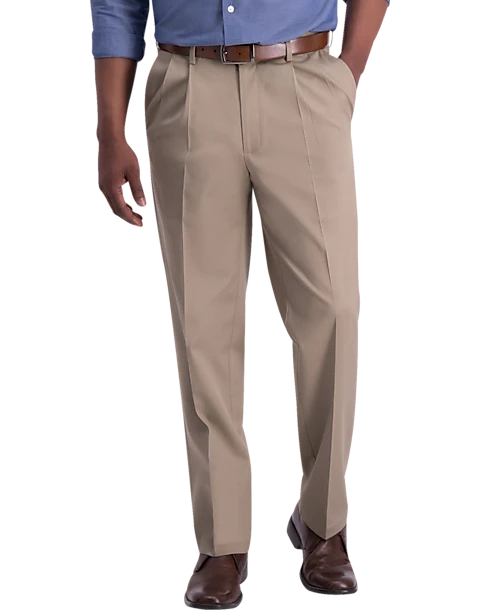 Haggar Iron-Free Premium Khaki® Classic Fit Pleated-Front Pants, Black 1 Haggar Iron-Free Premium Khaki® Classic Fit Pleated-Front Pants, Black