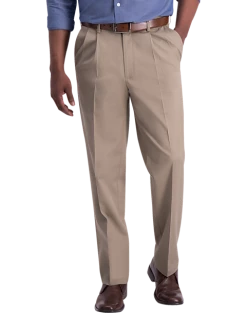Haggar Iron-Free Premium Khaki® Classic Fit Pleated-Front Pants, Medium Khaki