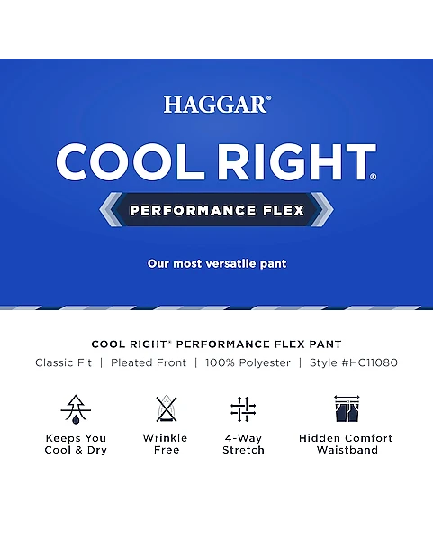 Haggar Cool Right® Performance Flex Classic Fit Pleated-Front Pants, Midnight 4 Haggar Cool Right® Performance Flex Classic Fit Pleated-Front Pants, Midnight - Image 4