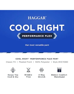 Haggar Cool Right® Performance Flex Classic Fit Pleated-Front Pants, Black 7 Haggar Cool Right® Performance Flex Classic Fit Pleated-Front Pants, Black -Joseph Abboud Sales MW40 235K 02 HAGGAR BLACK SOLID ALT3