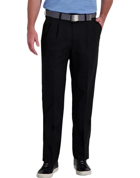 Haggar Cool Right® Performance Flex Classic Fit Pleated-Front Pants, Black 1 Haggar Cool Right® Performance Flex Classic Fit Pleated-Front Pants, Black