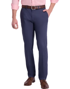 Haggar Iron-Free Premium Khaki™ Slim/Straight Fit Flat-Front Pants, Heather Gray