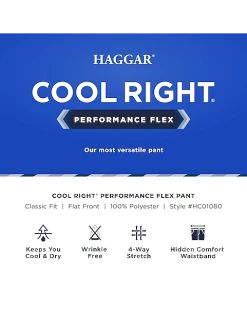Haggar Cool Right® Performance Flex Classic Fit Flat-Front Pants, Khaki Heather -Joseph Abboud Sales MW40 235U 02 HAGGAR BLACK SOLID ALT3 3