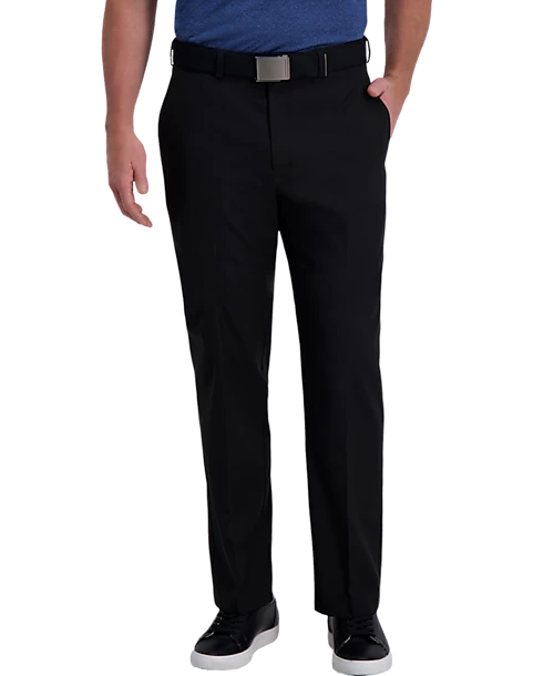 Haggar Cool Right® Performance Flex Classic Fit Flat-Front Pants, Black 1 Haggar Cool Right® Performance Flex Classic Fit Flat-Front Pants, Black