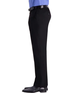 J.M. Haggar™ 4-Way Stretch Classic Fit Flat-Front Pants, Blue -Joseph Abboud Sales MW40 235W 02 HAGGAR BLACK SOLID ALT2