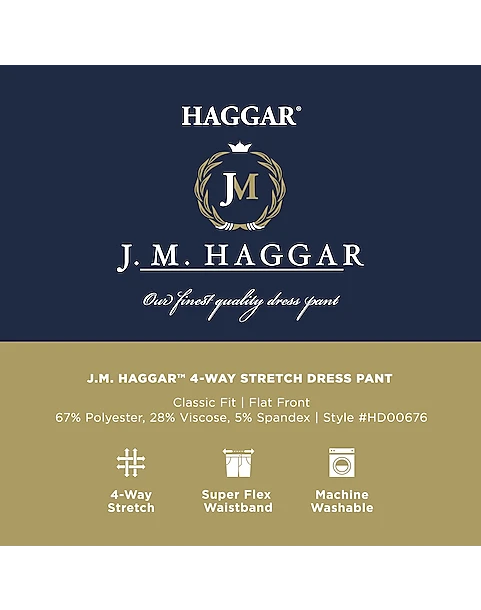 J.M. Haggar™ 4-Way Stretch Classic Fit Flat-Front Pants, Black 4 J.M. Haggar™ 4-Way Stretch Classic Fit Flat-Front Pants, Black - Image 4