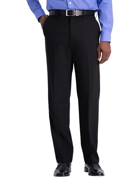 J.M. Haggar™ 4-Way Stretch Classic Fit Flat-Front Pants, Black 1 J.M. Haggar™ 4-Way Stretch Classic Fit Flat-Front Pants, Black