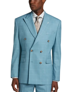 Tayion Classic Fit Suit Separates Coat, Light Blue & Cream Windowpane