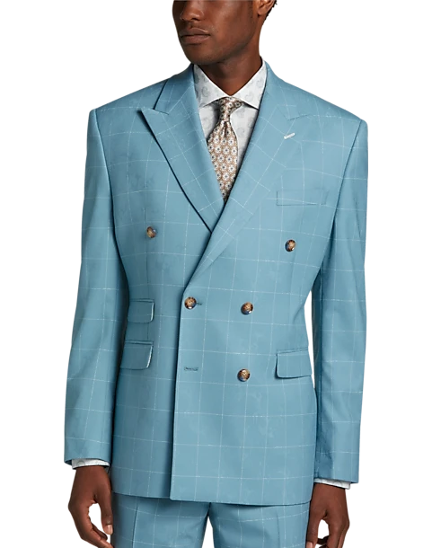Tayion Classic Fit Suit Separates Coat, Light Blue & Cream Windowpane 1 Tayion Classic Fit Suit Separates Coat, Light Blue & Cream Windowpane