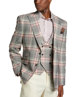 Tayion Classic Fit Suit Separates Coat, White Plaid -Joseph Abboud Sales MW40 3W9P 62 TAYION BLACK WHITE PLAID ALT4