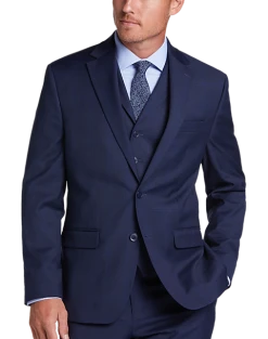 Michael Strahan Classic Fit Vested Suit, Blue Plaid