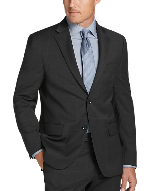 Tommy Hilfiger Modern Fit Suit, Charcoal Plaid 1 Tommy Hilfiger Modern Fit Suit, Charcoal Plaid