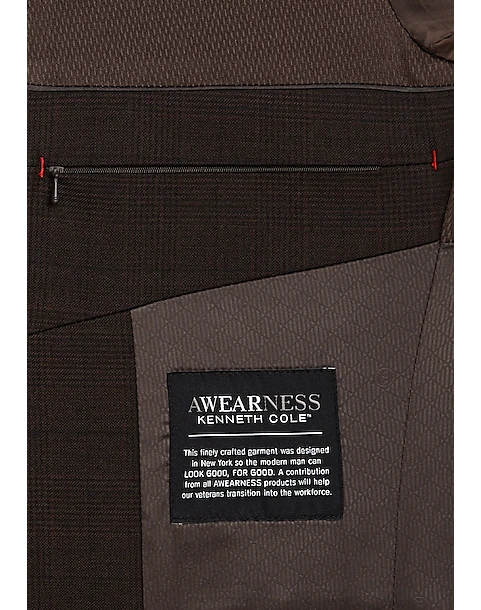 Awearness Kenneth Cole Slim Fit Suit, Brown Plaid 4 Awearness Kenneth Cole Slim Fit Suit, Brown Plaid - Image 4