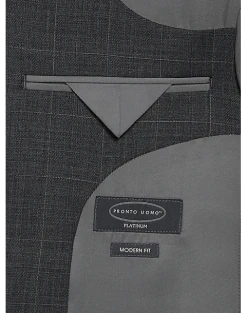 Pronto Uomo Platinum Modern Fit Suit, Gray Plaid -Joseph Abboud Sales MW40 3X1C 64 PRONTO UOMO PLATINUM GRAY PLAID ALT4