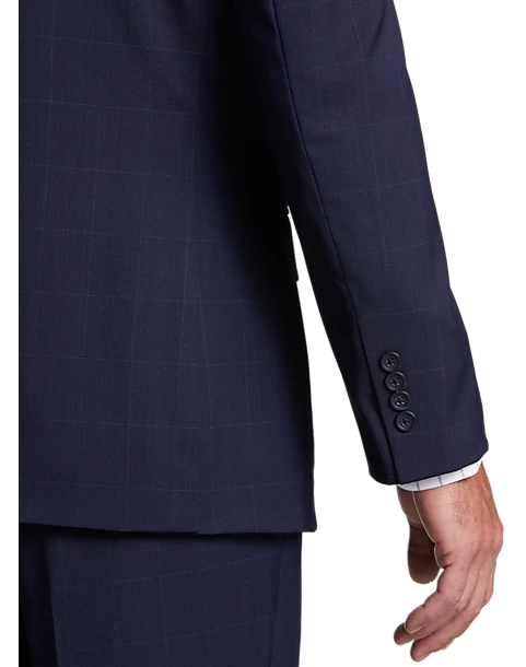 Pronto Uomo Platinum Platinum Modern Fit Suit, Navy Windowpane Plaid 2 Pronto Uomo Platinum Platinum Modern Fit Suit, Navy Windowpane Plaid - Image 2