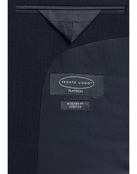 Pronto Uomo Platinum Platinum Modern Fit Suit, Navy Windowpane Plaid 4 Pronto Uomo Platinum Platinum Modern Fit Suit, Navy Windowpane Plaid - Image 4