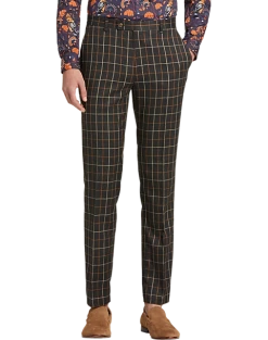 Paisley & Gray Slim Fit Suit Separates Pants, Charcoal & Gold Windowpane