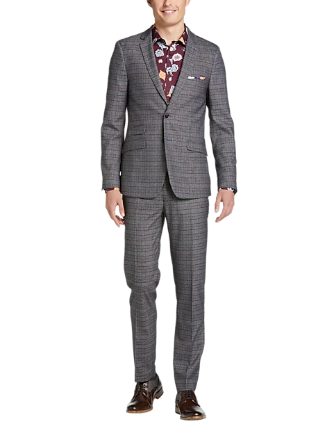 Paisley & Gray Slim Fit Suit Separates Coat, Red Check 2 Paisley & Gray Slim Fit Suit Separates Coat, Red Check - Image 2