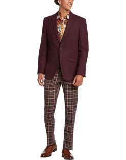 Paisley & Gray Slim Fit Suit Separates Coat, Deep Wine -Joseph Abboud Sales MW40 3X4A 07 PAISLEY GRAY DEEP WINE ALT5