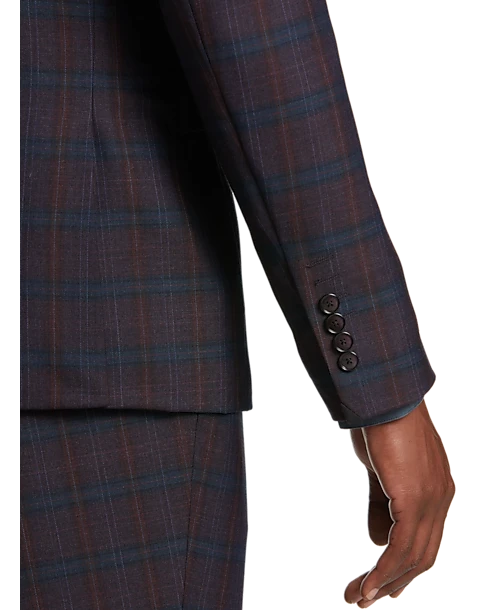 Tayion Classic Fit Suit Separates Coat, Burgundy Plaid 2 Tayion Classic Fit Suit Separates Coat, Burgundy Plaid - Image 2