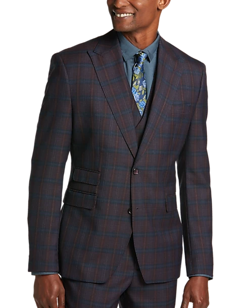 Tayion Classic Fit Suit Separates Coat, Burgundy Plaid 5 Tayion Classic Fit Suit Separates Coat, Burgundy Plaid - Image 5