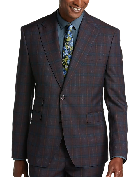 Tayion Classic Fit Suit Separates Coat, Burgundy Plaid 1 Tayion Classic Fit Suit Separates Coat, Burgundy Plaid