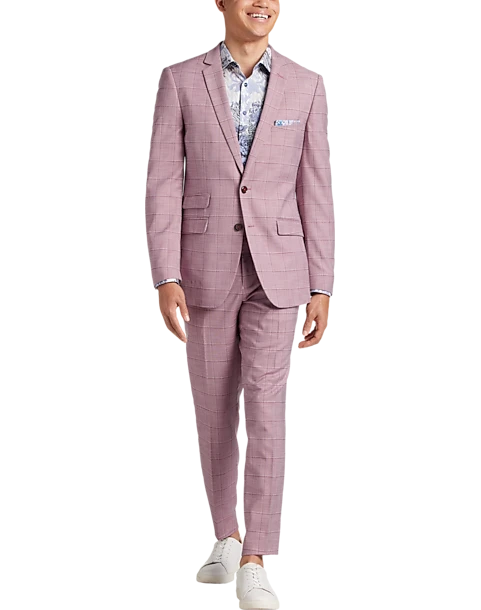 Paisley & Gray Slim Fit Suit Separates Coat, Cranberry Windowpane 2 Paisley & Gray Slim Fit Suit Separates Coat, Cranberry Windowpane - Image 2