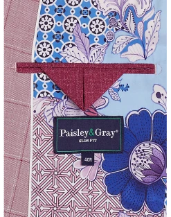 Paisley & Gray Slim Fit Suit Separates Coat, Cranberry Windowpane 9 Paisley & Gray Slim Fit Suit Separates Coat, Cranberry Windowpane -Joseph Abboud Sales MW40 3XLY 60 PAISLEY GRAY CRANBERRY WINDORPANE ALT3