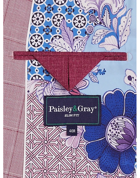 Paisley & Gray Slim Fit Suit Separates Coat, Cranberry Windowpane 4 Paisley & Gray Slim Fit Suit Separates Coat, Cranberry Windowpane - Image 4