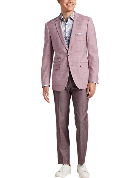 Paisley & Gray Slim Fit Suit Separates Coat, Cranberry Windowpane 6 Paisley & Gray Slim Fit Suit Separates Coat, Cranberry Windowpane - Image 6