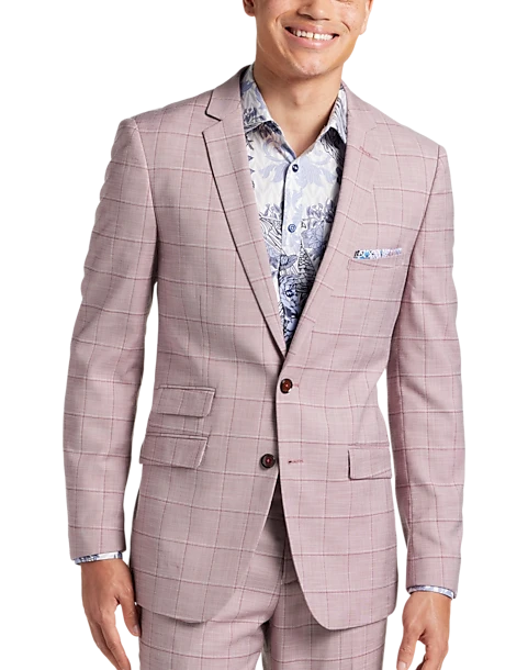 Paisley & Gray Slim Fit Suit Separates Coat, Cranberry Windowpane 1 Paisley & Gray Slim Fit Suit Separates Coat, Cranberry Windowpane