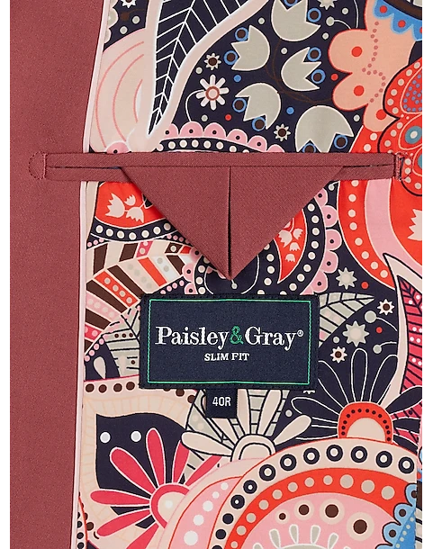 Paisley & Gray Slim Fit Suit Separates Coat, Dark Pink 4 Paisley & Gray Slim Fit Suit Separates Coat, Dark Pink - Image 4