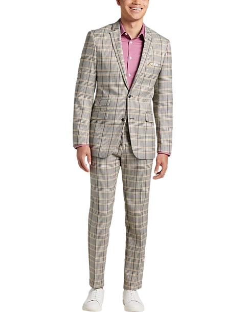Paisley & Gray Slim Fit Suit Separates Coat, Olive & Yellow Check 2 Paisley & Gray Slim Fit Suit Separates Coat, Olive & Yellow Check - Image 2