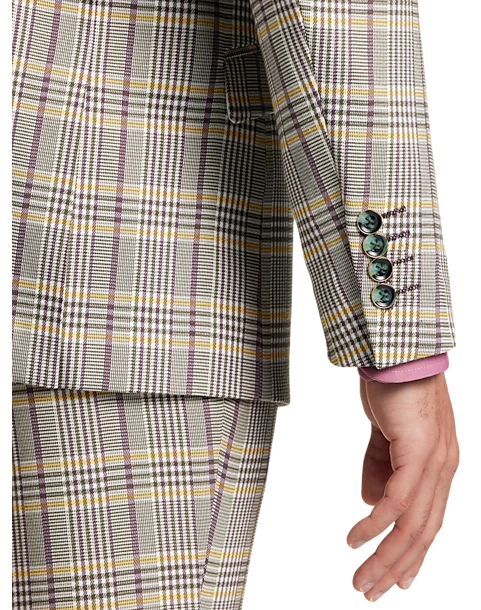 Paisley & Gray Slim Fit Suit Separates Coat, Olive & Yellow Check 3 Paisley & Gray Slim Fit Suit Separates Coat, Olive & Yellow Check - Image 3