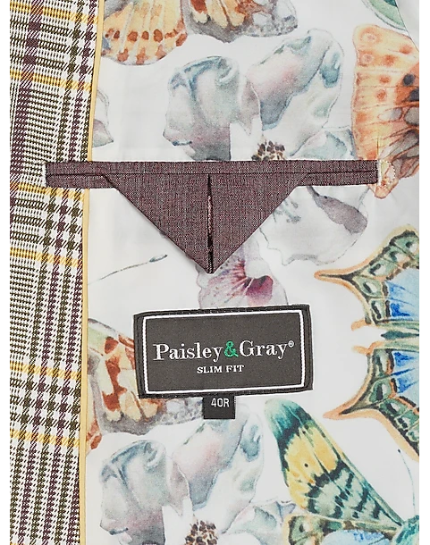 Paisley & Gray Slim Fit Suit Separates Coat, Olive & Yellow Check 4 Paisley & Gray Slim Fit Suit Separates Coat, Olive & Yellow Check - Image 4