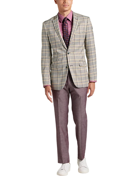 Paisley & Gray Slim Fit Suit Separates Coat, Olive & Yellow Check 6 Paisley & Gray Slim Fit Suit Separates Coat, Olive & Yellow Check - Image 6