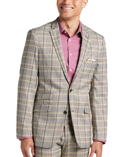Paisley & Gray Slim Fit Suit Separates Coat, Olive & Yellow Check