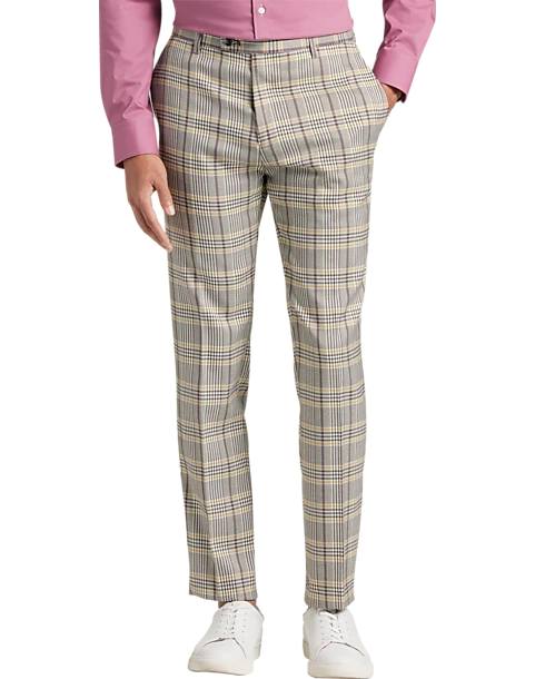 Paisley & Gray Slim Fit Suit Separates Pants, Olive & Yellow Check 1 Paisley & Gray Slim Fit Suit Separates Pants, Olive & Yellow Check
